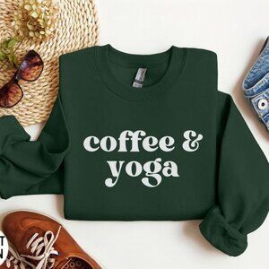 Coffee & Yoga Sweatshirt | Medium Size | Comfortable & Relaxing Apparel